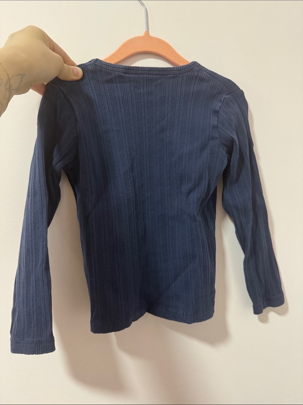 Mini Rodini Navy Ribbed Long Sleeve Top with Animal Patch - Picture 2 of 2